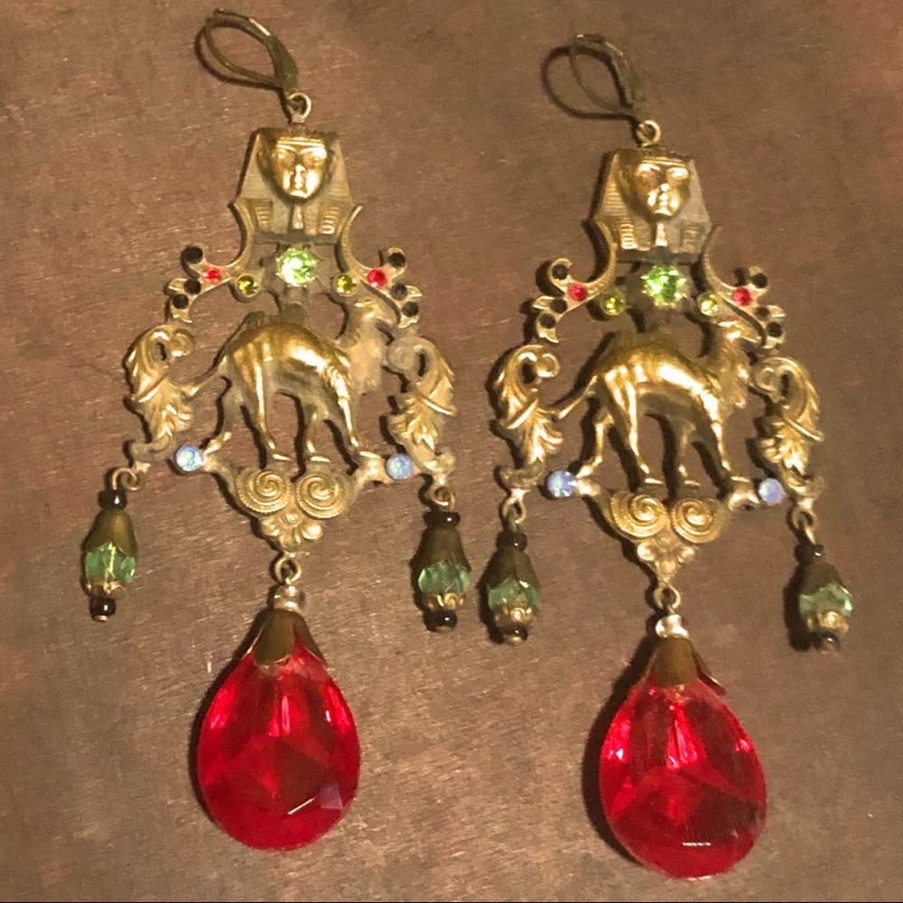 Never Worn Antique Czech Glass Earrings OOAK 20’s